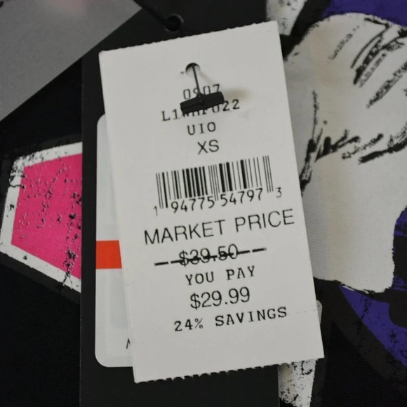 NWT KARL LAGERFELD PARIS TOP SIZE XS BLACK MULTICOLOR BLACK - Picture 4 of 4